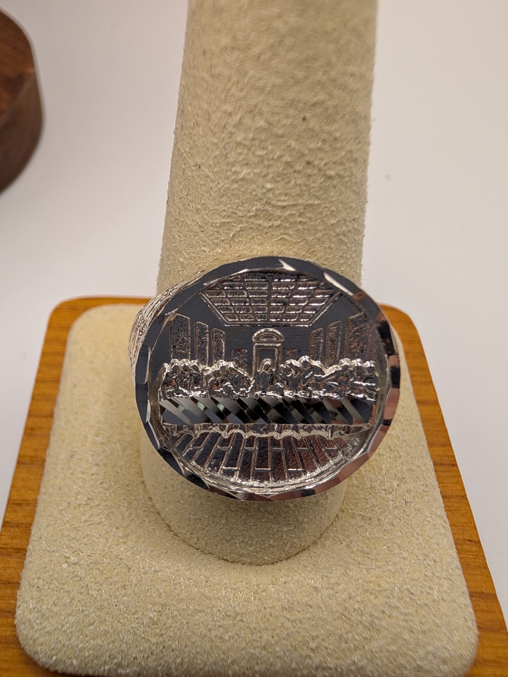 NWOT Men's .925 Sterling Silver Last Supper Nugget Ring Size 10.5